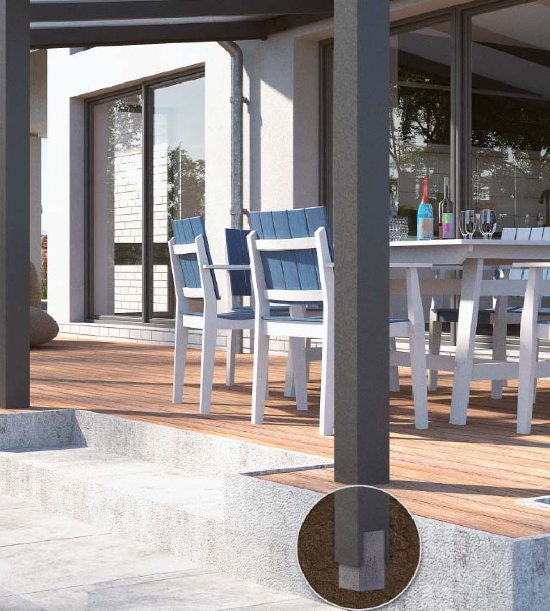 Detailaufnahme einer Seitenmarkise im Aluminiumrahmen – hochwertiger Sonnenschutz für Terrassenüberdachungen